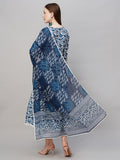 Gosriki Women'S Cotton Blend Anarkali Printed Kurta With Pant & Dupatta (Yutika Blue-Nw-Gs_M_Blue_Medium),Blue,,B0CFFFST9Z