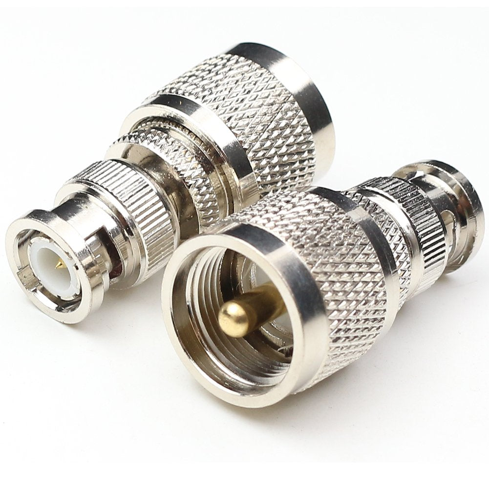 ANHAN UHF Male to BNC Male Connectors, Pl259 to BNC Coax Adapters for Ham Radio, Antenna, Scanner, Coaxial Cable 2Packs