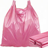 AmazingSpark 100 Pack 40 x 30 x 8 Extra Large Pink Plastic Shopping Bags(0.8 Mil Thick) Reusable Heavy Duty Large T-shirt 