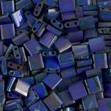 Picasso Cobalt Blue Tila Beads 7.2 Gram Miuki Square 5mm 2 Hole