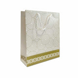 Omnipresent Pack Premium Golden Circle Design Gift Bags | Made from Durable 200 GSM FB Board with Sturdy Handles | Ideal for Wed