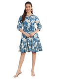 Libas Women'S Cotton Fit And Flare Knee Length Dress (29606 Blue