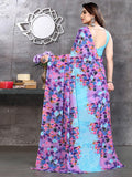 Satrani Womens Pure Georgette Saree (3199S2285Na_Sky Blue & Purple)