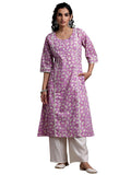 Libas Women'S Cotton Printed A-Line Kurta (29013R Purple