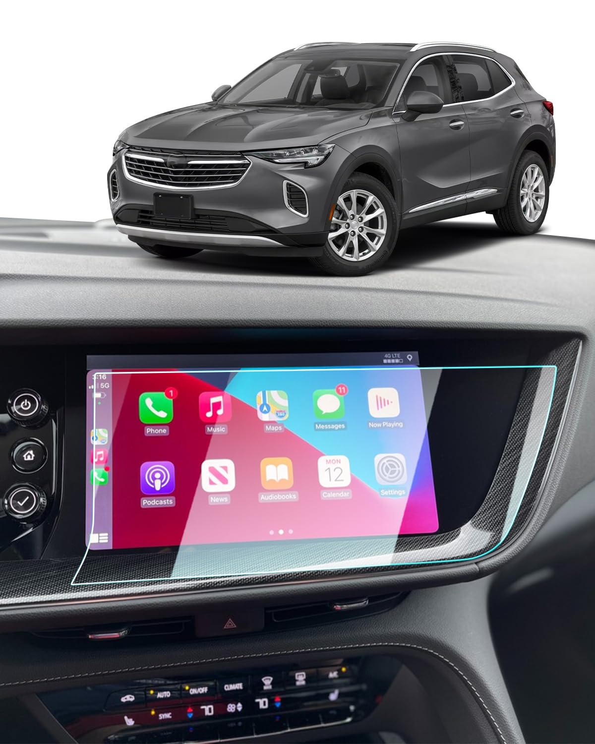 BIXUAN Tempered Glass Screen Protector for 2021-2024 Buick Envision Essence/Avenir/Preferred Accessories Navigation 10.2 Inch To