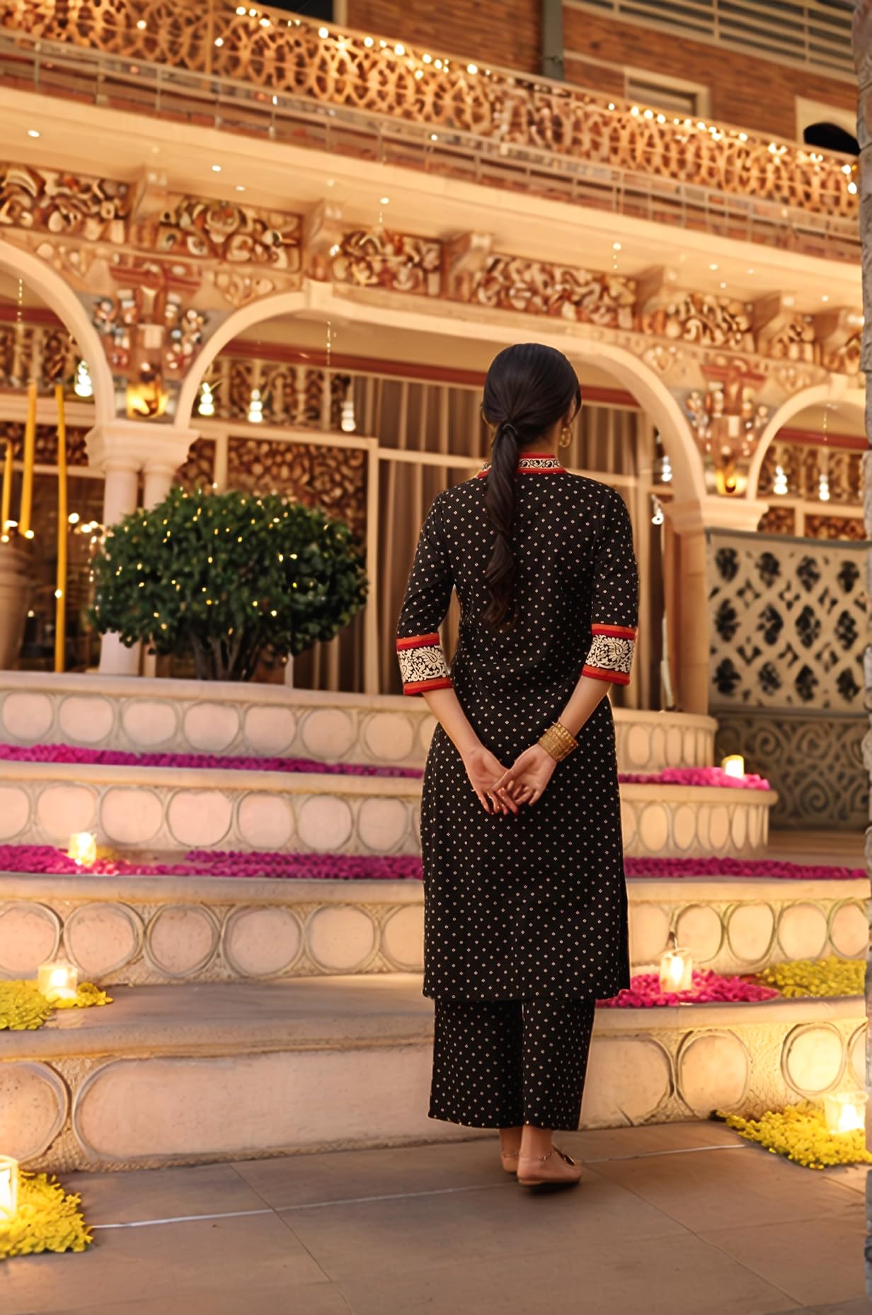 Anni Designer Women'S Rayon Viscose Anarkali Printed Kurta With Pant (Karidos Black-Vks04_S_Black_Small),Black,S,,,