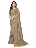 Pratham Blue Womens Sequins Georgette Fancy Saree With Blouse Piece (PB-234_Beige)
