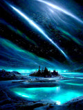 Yunnuo Diamond Painting for Adults & Beginner, DIY 5D Diamond Art Kits Landscape, Aurora Gem Painting Kit with Round Diamonds, S