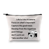 MBMSO Photographer Makeup Bag Life is Like a Camera Photography Gifts Inspirational Gifts for Camera Lovers(Photographer)