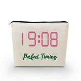 YULUENZE Sorority Gifts Perfect Timing 1908 Alpha AKA Sorority Gift Finer Women Makeup Bag Zipper Pouch for Women Sisters