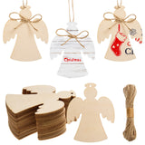 72 Pcs Christmas Angel Wooden Cutouts Unfinished Wood Angel Shape Ornaments Blank Wood Slices Wooden Christmas Haning Decoration