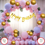 Zyozique Birthday Set,Gold Zyozique Including Happy Birthday Paper Banner (Cardstock), Metallic Balloons, and Glue dot (Pack of