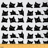 Feelyou Black Cat Outdoor Fabric by The Yard, Cute Kitten Cat Lover Upholstery Fabric for Chairs, Lovely Black Cats Pet Animal D
