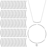 AUEAR, 100 Pack Long Tube Beads 2x25mm Plated Metal Curved Noodle Spacer Bead for DIY Bracelet Necklace Jewelry Making (Silver)