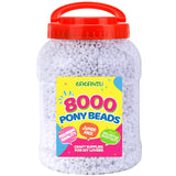 8000+ pcs Pony Beads Bulk for Bracelet White Plastic Beads Making for Hair Braiding DIY Crafts Kandi Jewelry Key Chains and Orna