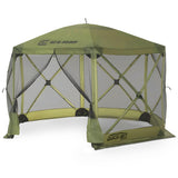 CLAM Pop Up Screen Tent, Outdoor Camping Gazebo Canopy, Escape, 11.5', Green - Heavy-Duty Portable Screened Shelter with Netting