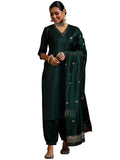 Libas Women'S Silk Blend Kurta Set (39051_Green