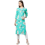 Gosriki Women'S Crepe Straight Kurta Pack Of 2 (Pk2_53_M-Go_Sea Green & Grey_Medium),Sea Green & Grey,,B09QCVP1PP