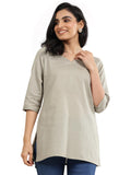 Libas Women'S Cotton Embellished Straight Kurti (29656_Grey_M)