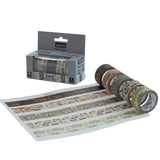 Brustro Washi Masking Tapes Retro Series, 20 Mm X 5 M (Set Of 5)