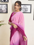 Satrani Women'S Georgette Dual Tone Ready To Wear Saree With Unstitched Blouse Piece (18Rs151Na_Dark Pink & Light Pink6)