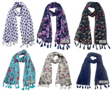 Fusfus WomenS Printed Chiffon Scarves And Stoles, Free Size(Multicolour, Fs1997) Pack Of 6 (Multicolor4)
