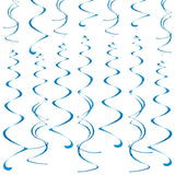 Blue Ceiling Swirl Foil Decorations Hanging Plastic Streamer Themed Swirl Party for Birthday Wedding Baby Shower Sea Nautical Th