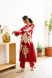 Anni Designer Women'S Rayon Viscose Straight Printed Kurta With Palazzo (Cukari Red-Vks02_L_Red_Large),Red,L,,,