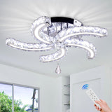 Cainjiazh 19.7 Dimmable Crystal Chandeliers Modern Crystal Ceiling Light Fixtures Acrylic 5 Arms Led Flush Mount Ceiling Light L