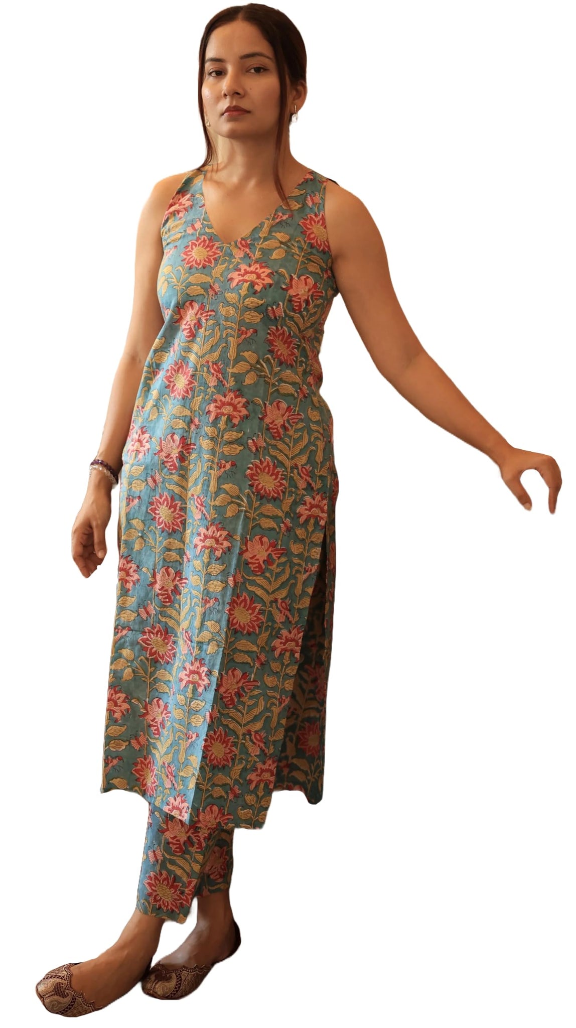 Anni Designer Women'S Rayon Viscose Straight Printed Kurta With Pant (Hathiram Green_Xl_Green_X-Large),Green,XL