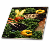 3dRose Food Healthy Eating Fruits Vegetables Nuts 4 Inch Ceramic Tile