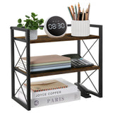 YINMIT Desktop Shelf Organizer, 2 Tier Office Shelves, Wood Desk Organizer Storage Rack and Freestanding Display Shelf for Offic