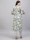 Gosriki Women'S Cotton Blend Straight Printed Kurta With Pant (Dafiya Green-Gs_M_Green_Medium),Green,,B0CSG47DXZ
