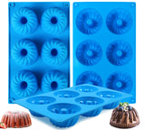 Sidosir Mini Fluted Tube Cake Pan, 6 Cavity Heritage Fluted Tube Cake Silicone Mold for Family Baking, Non Stick Fancy Design Mo