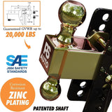 PSAUTO Adjustable Ball Mount Trailer Hitch 2-inch Receiver, 6-inch Drop, 20,000 LBS, 2 and 2-5/16 inch Balls - Gooseneck