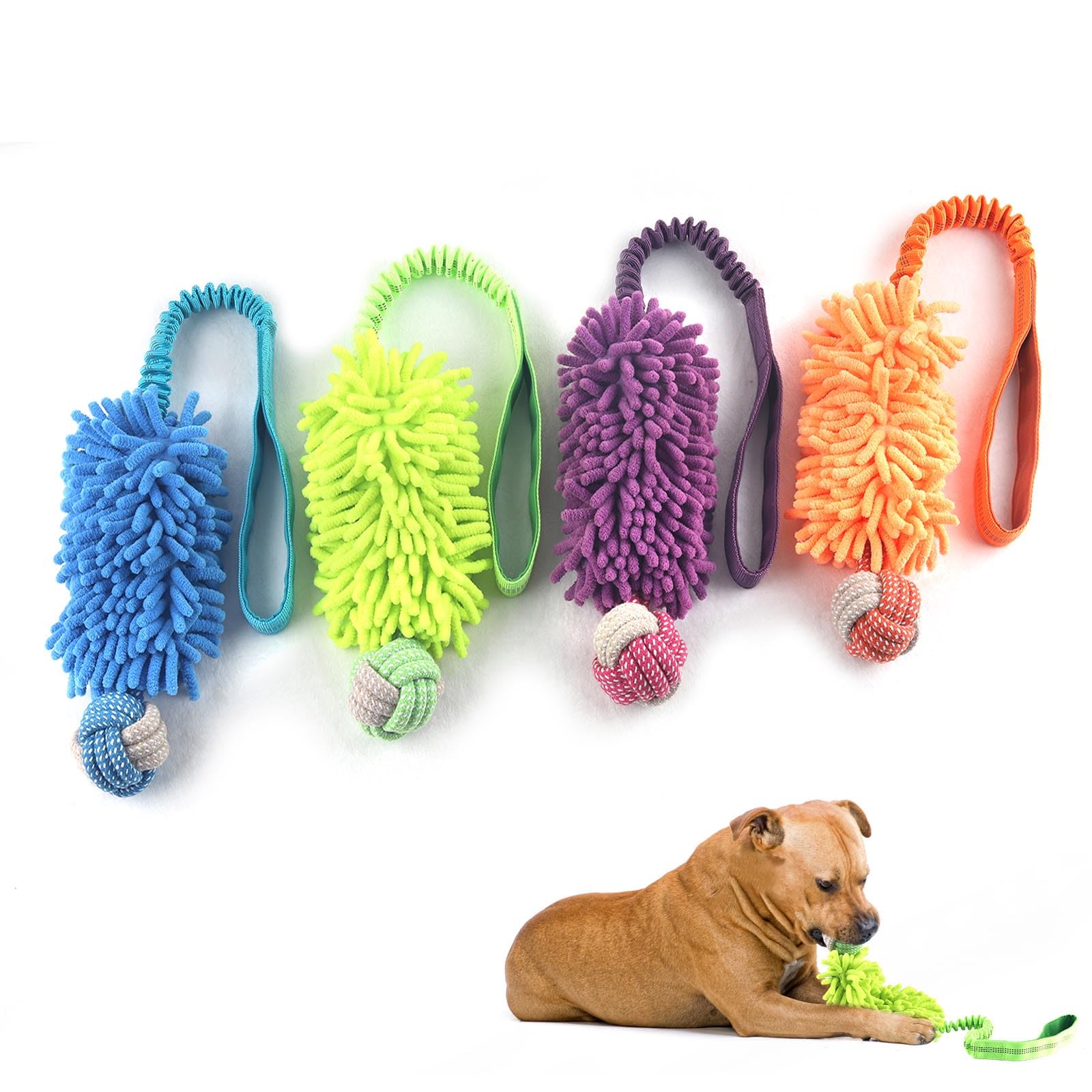 Dog Puppy Toys Dog Squeak Toys Plush Dog Toy with Dog Ropes Knots for Fun and Teeth Cleaning,Tug of War Toys, Puppy Chew Toys, D
