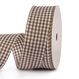 VIVIQUEN Gingham Ribbon Checkered Ribbon 1-Inch Wide Taffeta Plaid Ribbon 25 Yard Long 100% Polyester Woven Edge (Brown, 1 Inch)
