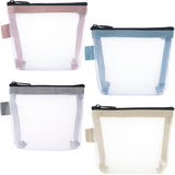 BEIQIYA 4pcs Mini Mesh Makeup Bags, Small Zipper Mesh Makeup Bags, Portable Cosmetic Pouch for Woman Purse Lipstick Keys Essenti