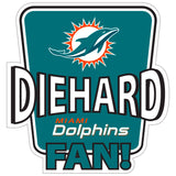 Siskiyou Sports NFL Miami Dolphins Die-Hard Fan Auto Decal, Team Colors, One Size