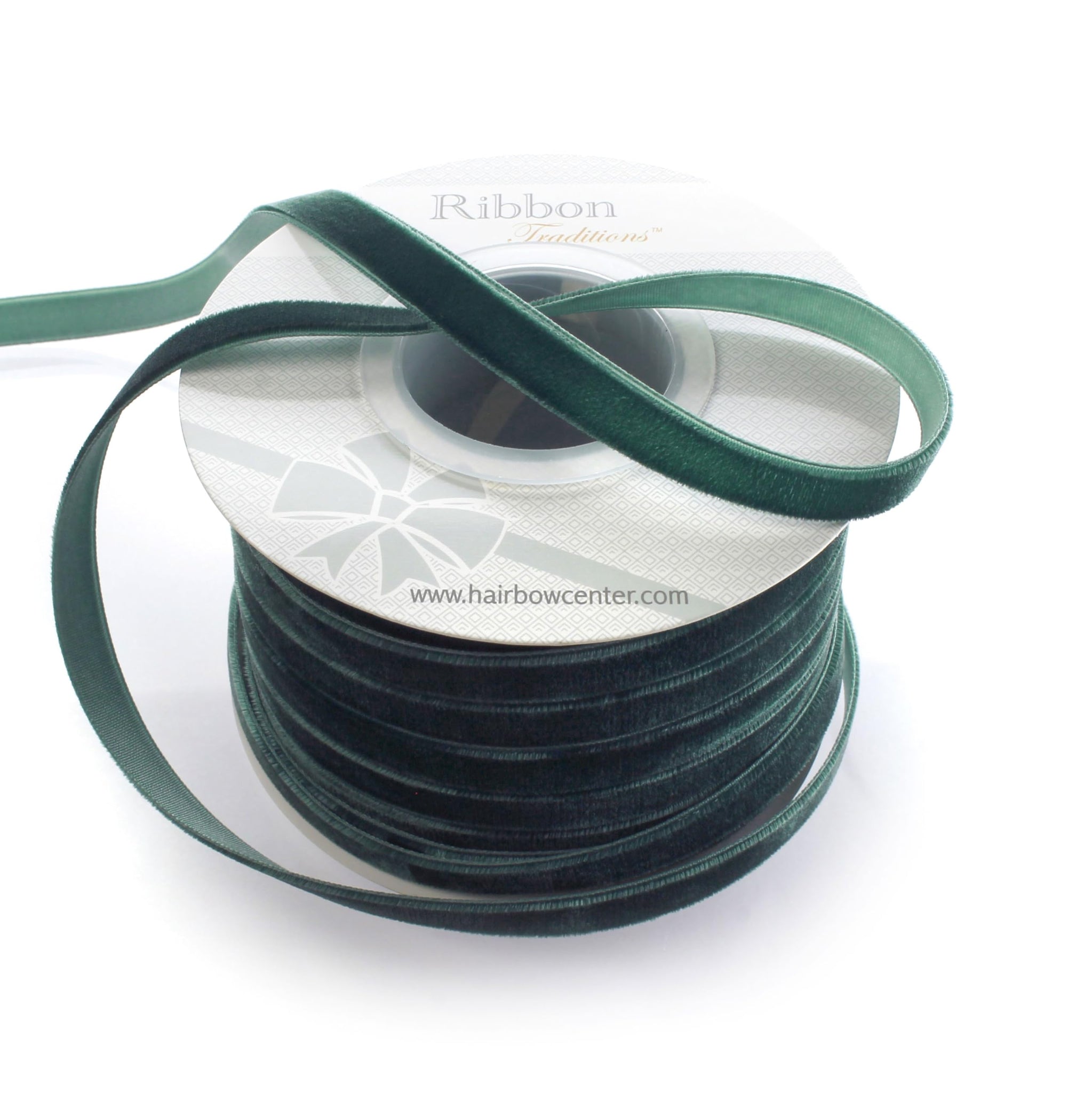 3/8 Velvet Ribbon - Narrow Single-Sided Craft Trim for Hair Bows, Sewing & Gift Wrapping - (Hunter Green, 5 Yards)