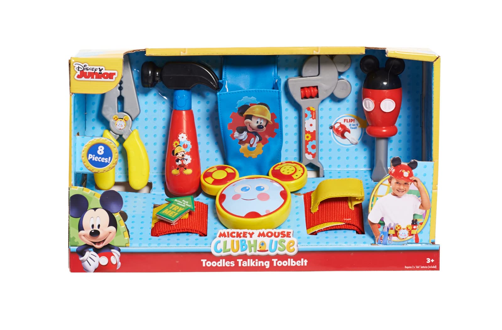 Disney Mickey Toodles Talk'n Toolbelt and Kids Play Tool Accessories for Dress Up and Pretend Play, Kids Toys for Ages 3 Up by J
