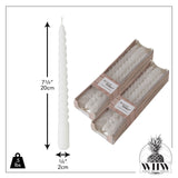 12 Piece Matte White Twist Taper Candles, 2 Boxed Sets of 6, 4 Hours Burn Time, Paraffin Wax, 7.75 Inches