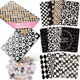Kaciola 12PCS Inserts Cardstock for E-Reader Clear Case with 50PCS Scrapbook Stickers for Insert, 6.9x4.8 Black and White Theme 