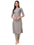 Wedani Women'S Cotton Round Neck Casual Wear Straight Kurta (Krt514) (Grey Small),GREY,M