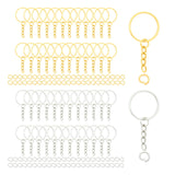 50Sets 1 inch Keychain Rings Split Round Key Ring with Chain and Open Jump Rings for DIY Keychain Making Crafts Silver and Golde