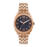 Timex Analog Watch For Women With Black Dial & Rose Gold Stainless Steel Bracelet Band - Water Resistant Women'S Wrist Watches -