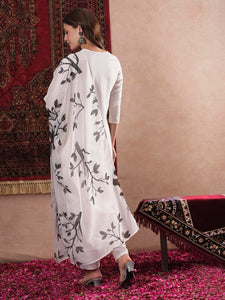 Gosriki Women'S Cotton Blend Straight Printed Kurta With Pant & Dupatta (Jayachitra White-Gs_S_White_Small),White,,B0DM1SWYVV