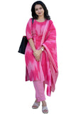 Anni Designer Women'S Rayon Viscose Straight Printed Kurta With Pant & Dupatta (Nahda Pink_Xxl_Pink_Xx-Large),Pink,2XL