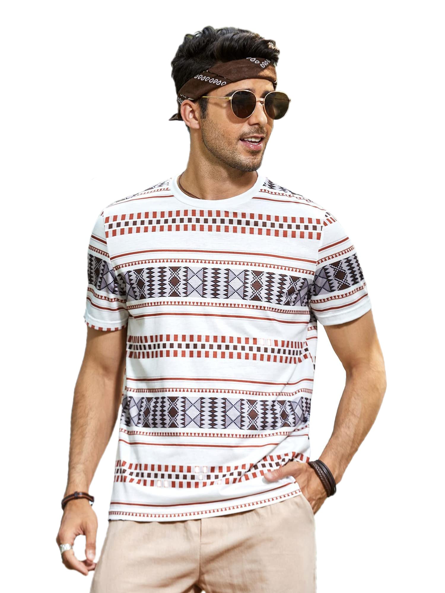 Toplot T-Shirt For Men Casual Printed With Short Sleeve (Mens-T-Shirt-5056-White-S),White,,B0BVR67WRZ