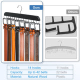 Resovo Belt Hanger for Closet Max 42 Belts, Sturdy Wood Belt Rack Closet Accessories with 14 Hooks Belt Organizer for Closet Org